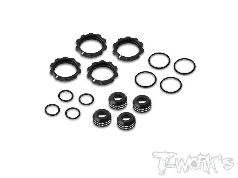 Te-244-H   Alum. 13Mm Shock Adjustable Nut With Mark And Collar ( For Team Associated Rc10 B7.1C/B7.1D/B7/ B74.2 / B6.4/B7d/T7 ) Black 1