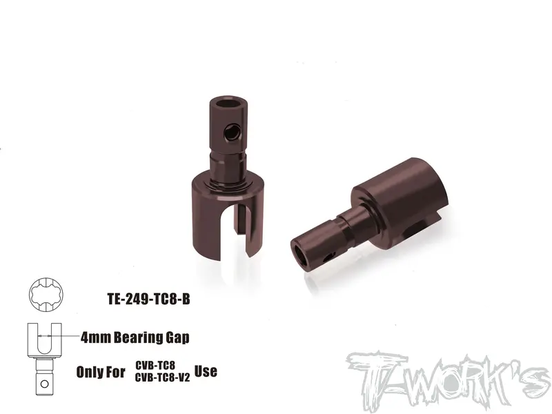 Te-249-Tc8-B	Spring Steel Light Weight Rear Diff. Joint Bb Adapter ( For Team Associated Tc8 ) 2Pcs. Only Use T-Work's Ecs Bb Drive Shaft 1