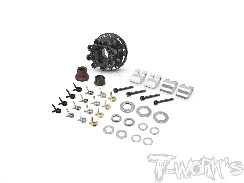 Tg-077 7075-T6 Aluminium/Steel 32Mm &34Mm 4 Shoes V2 Clutch ( For 1/8 Buggy / Truggy / Gt ) 1