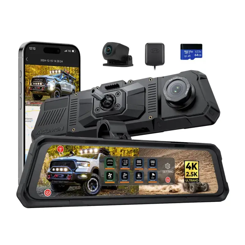 The Legend 2Ch Waterproof Rear View Mirror Dash Cam With 4K Front And 2.5K Rear Cameras 1