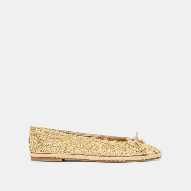 Tianna Ballet Flats Lt Natural Raffia Lace 1