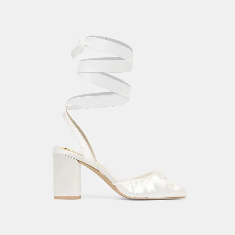 Tisha Heels True White Satin 1