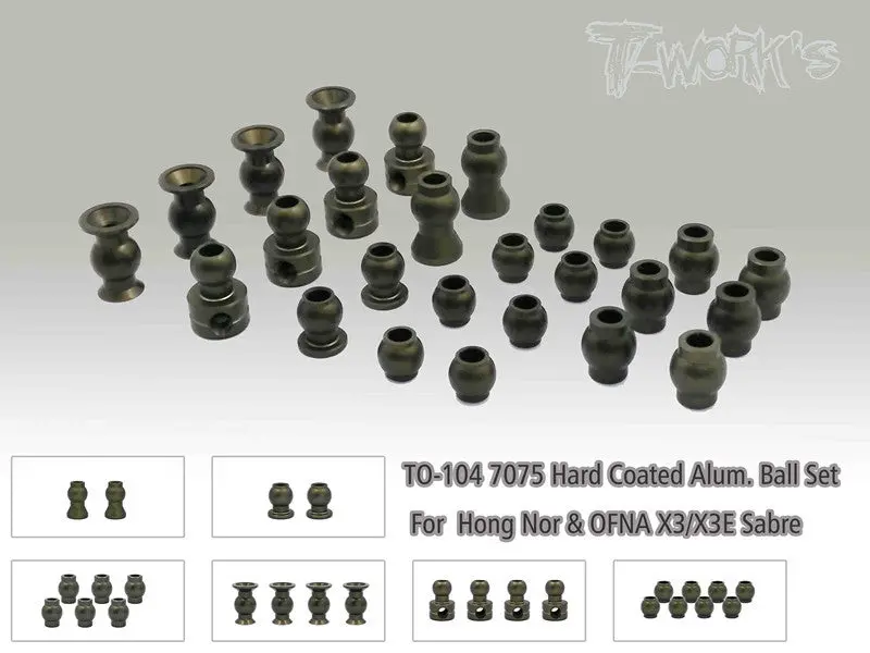 To-104 7075 Hard Coated Alum. Ball Set ( For  Hong Nor & Ofna X3/X3e Sabre,Igt8) 1