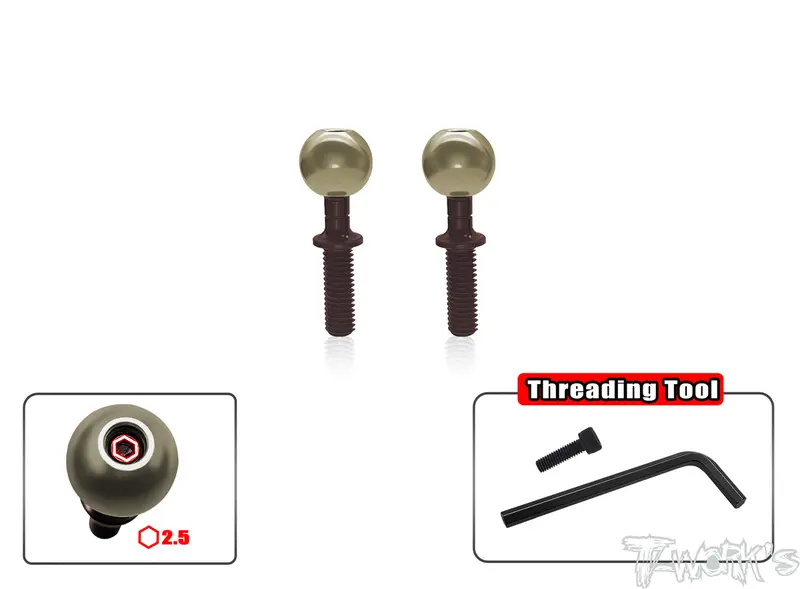 To-192L-Xb8	 Alum. Pillow Ball With Spring Steel Anti-Clockwise Shaft( For Xray Xb8 ) 2Pcs. 1