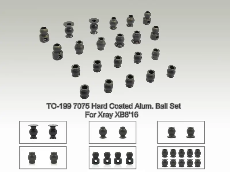 To-199  7075 Hard Coated Alum. Ball Set ( For Xray Xb8'16 / Xb8e'16/ Xb8'19 ) 22Pcs. 1