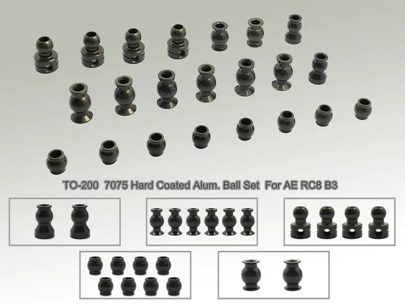 To-200  7075-T6 Hard Coated Alum. Ball Set ( For Team Associated Rc8 B3/T3.2/T3.2E ) 22Pcs. 1