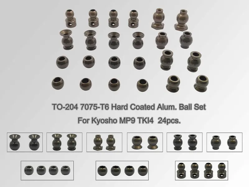 To-204 7075-T6 Hard Coated Alum. Ball Set ( For Kyosho Mp9 Tki4,Gt3,Mp9e Evo,Mp10te ) 24Pcs. 1