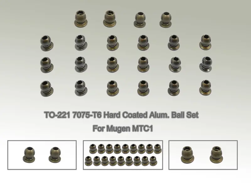 To-221 7075-T6 Hard Coated Alum. Ball Set ( For Mugen Mtc1 ) 22Pcs. 1