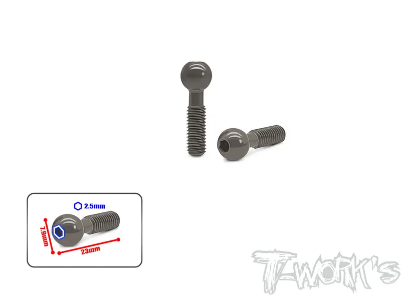 To-322-M	  Hard Coated 7075-T6 Pivot Ball  2Pcs. ( Mugen )  7.9 X 23Mm 1