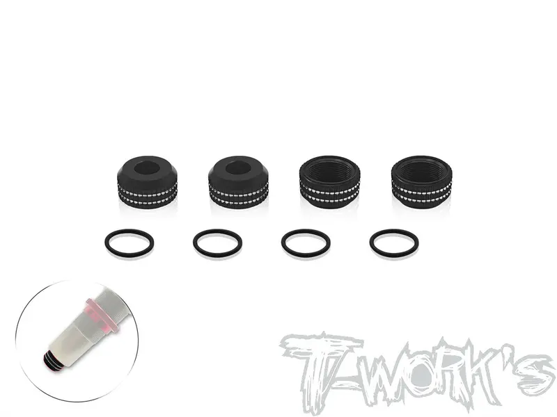To-325-J    Alum. Shock Body Seal Cap ( For Team Associated Rc8 B4.1/4/3.2/T4/T3.2 ) 4Pcs. Black 1