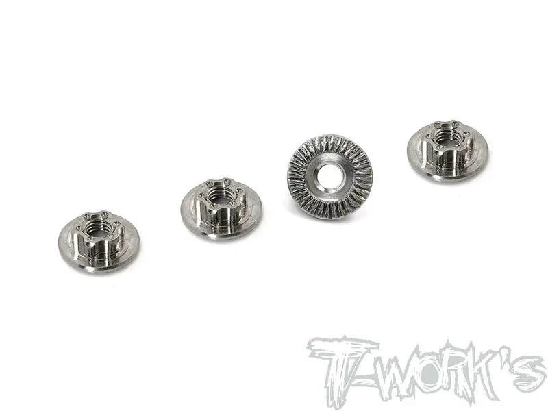 Tp-034S	64 Titanium Light Weight Large-Contact Serrated M4 Short Wheel Nuts ( 4Pcs. ) 1