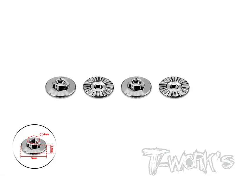 Tp-195-C    64 Titanium Ultra Light Weight 14Mm Extra Large-Contact Low Profile Serrated Wheel Nuts 4Pcs. 1