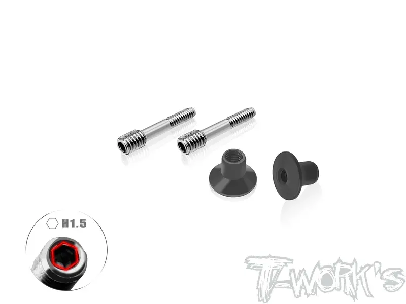 Tp-205   64 Titanium Adjustable Body Shell Front End Downtravel Screw ( M2 X 17Mm) 2Pcs. 1