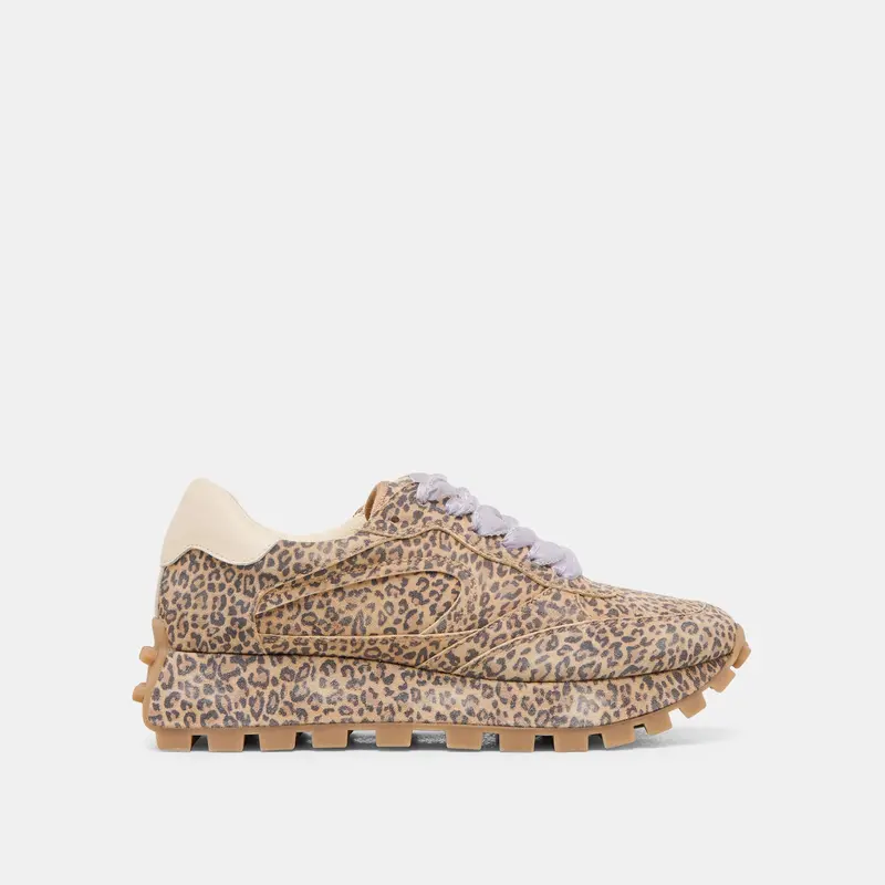 Tricia Sneakers Tan Leopard Printed Suede 1
