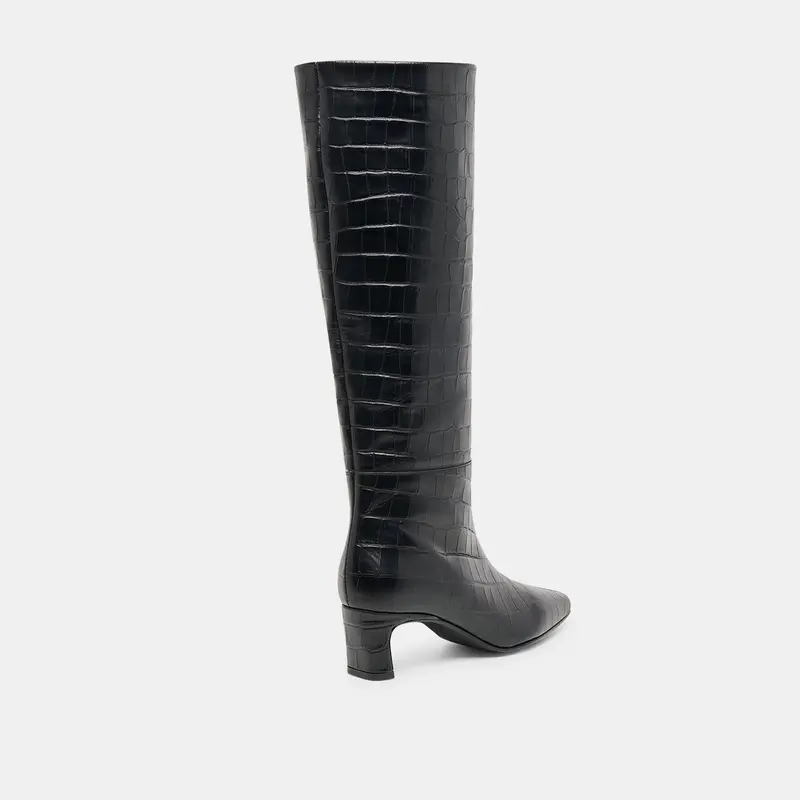 Trixi Boots Noir Croco Embossed Leather 5