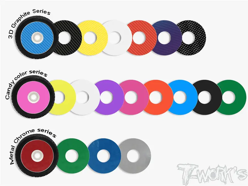 Ts-056 3D Graphite 1/8 Buggy Rims Sticker 8Pcs.  (6Colors) 1