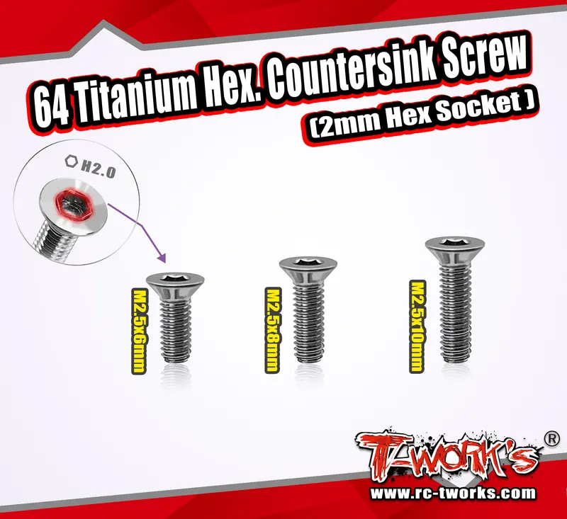 Tss-H2 64 Titanium Hex. Countersink Screw (2Mm Hex Socket ) 1