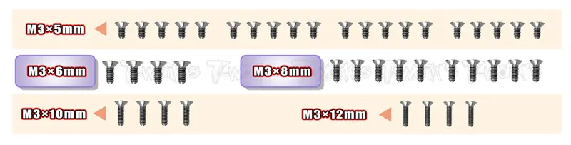 Tss-X4'23-B	64 Titanium Screw Set ( Bottom )42Pcs.( For Xray X4 2023 ) 1