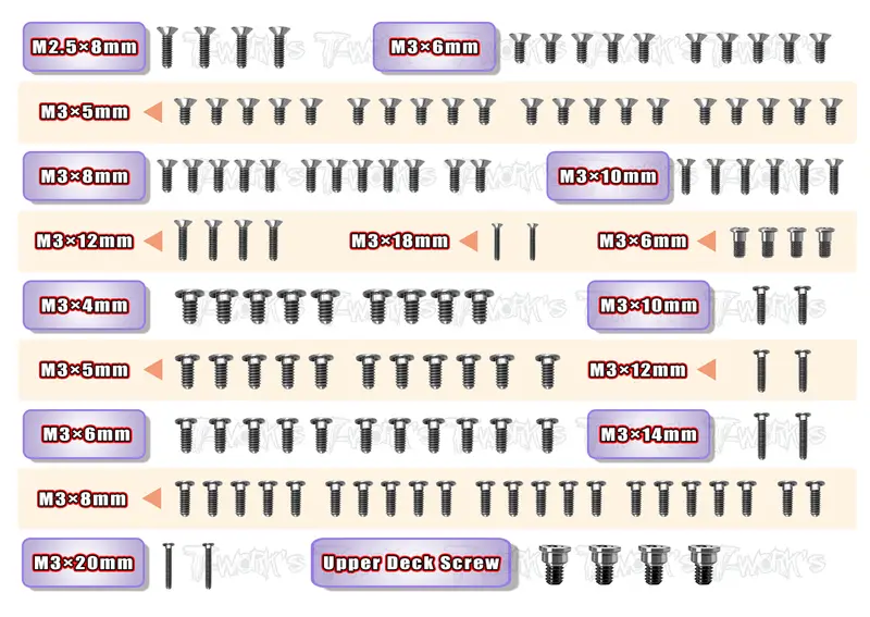 Tss-X4'23-Lp	64 Titanium Low Profile Screw Set 127Pcs.( For Xray X4 2023 ) 1