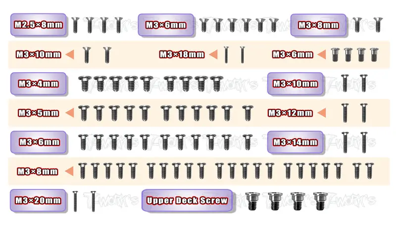 Tss-X4'23-T-Lp	64 Titanium Low Profile Top Screw Set 85Pcs.( For Xray X4 2023 ) 1