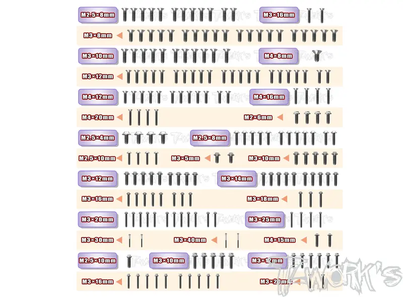 Tssu-8Ight-X   64 Titanium Screw Set ( Ufo Head ) 195Pcs.( For Tlr 8Ight-X-Elite ) 1