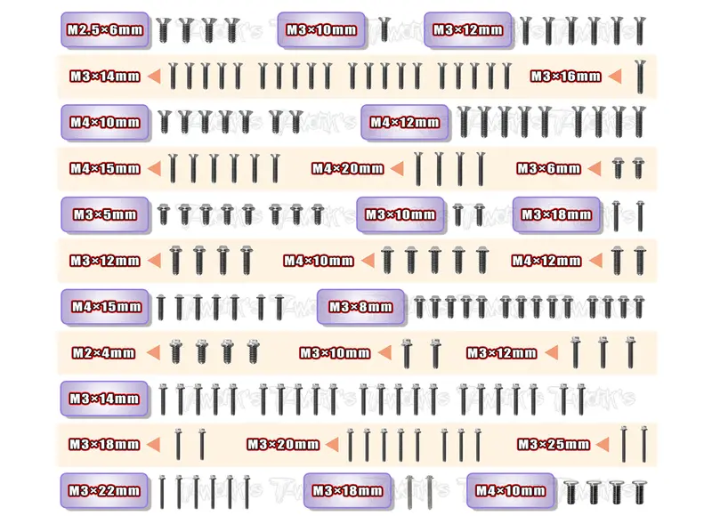 Tssu-Eb482.1	64 Titanium Screw Set ( Ufo Head ) 159Pcs.( For Tekno Eb48 2.1 ) 1