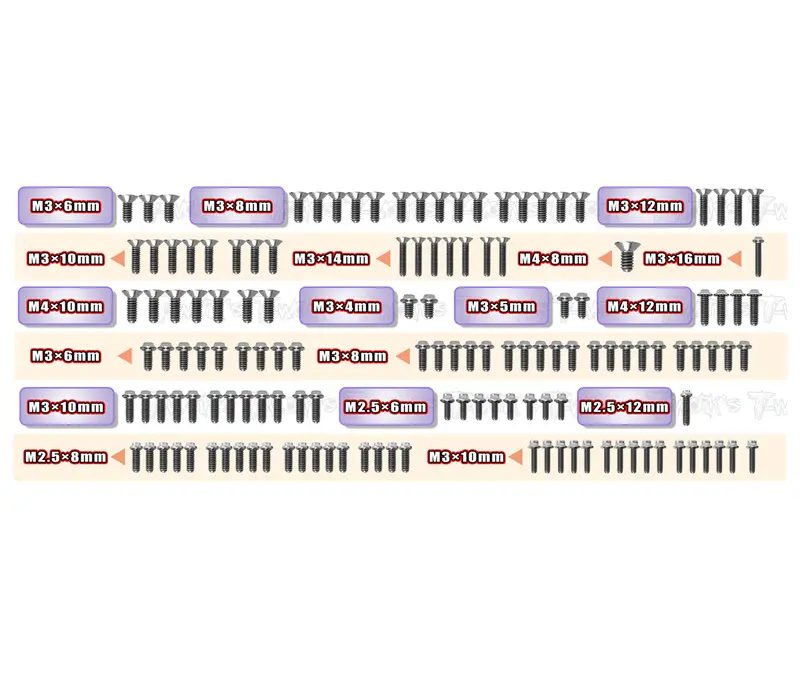 Tssu-Gr-Nitro   64 Titanium Screw Set ( Ufo Head ) 139Pcs. ( For Gimar Raptor Nitro ) 1