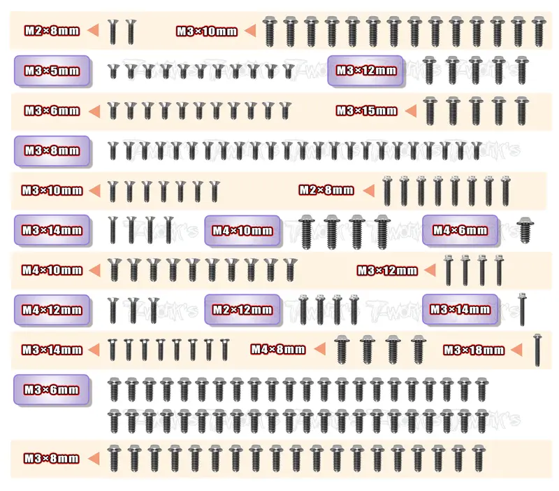 Tssu-If18-2 64 Titanium Screw Set ( Ufo Head ) 190Pcs.( For Infinity If18-2 ) 1