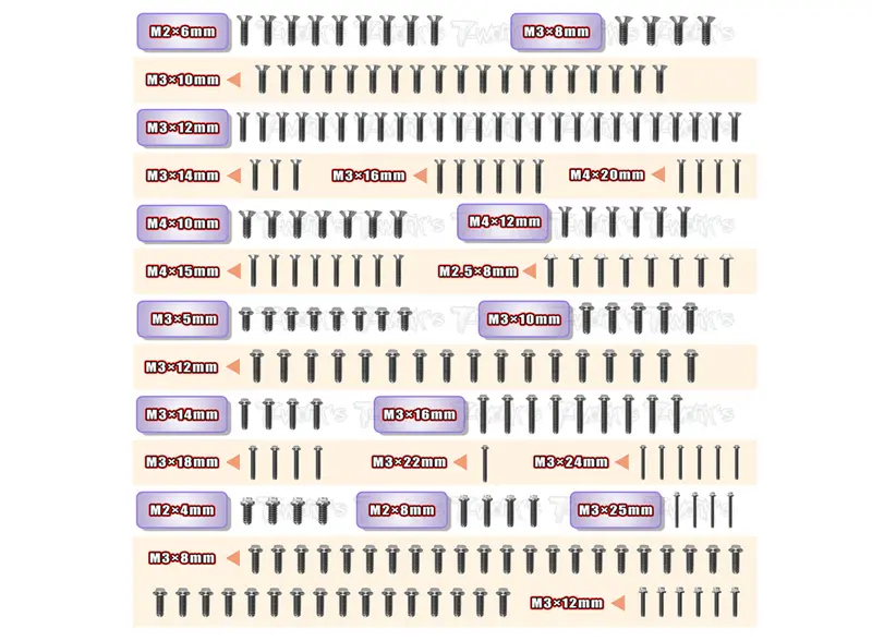 Tssu-Mbx8r	64 Titanium Screw Set ( Ufo Head ) 210Pcs.( For Mugen Mbx8r ) 1