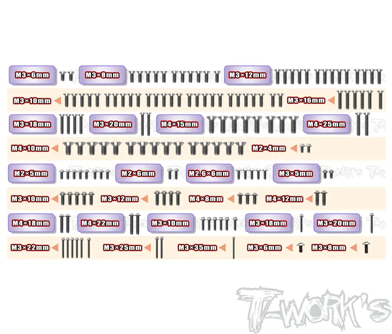 Tssu-Mp10te	64 Titanium Screw Set ( Ufo Head ) 147Pcs. ( For Kyosho Mp10te ) 1