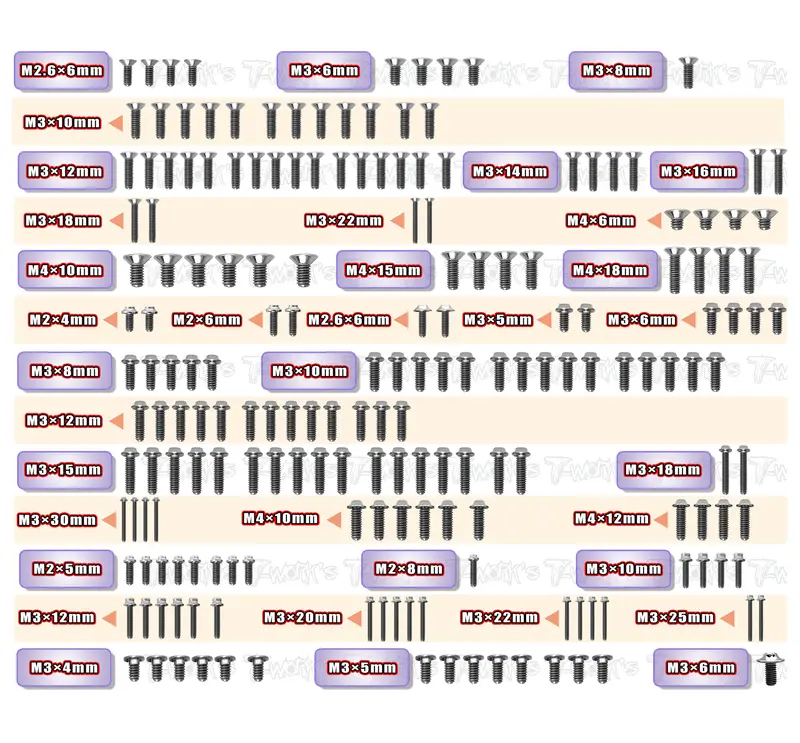 Tssu-Mp11    64 Titanium Screw Set ( Ufo Head ) 188Pcs. ( For Kyosho Mp11 ) 1