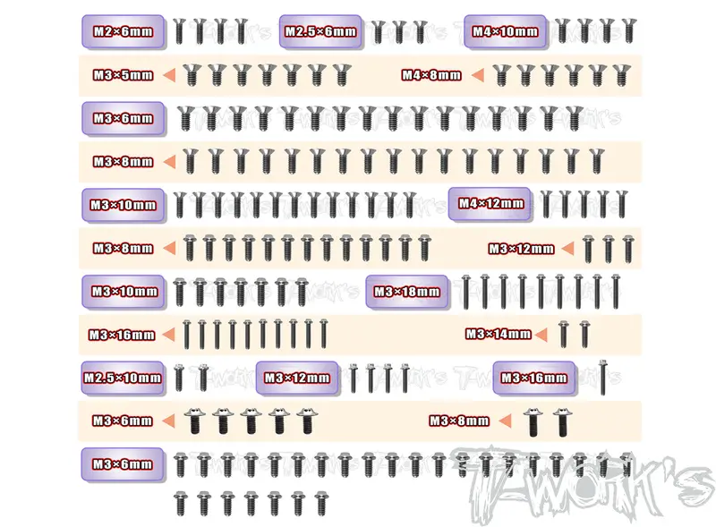 Tssu-Mrx6x	64 Titanium Screw Set ( Ufo Head ) 160Pcs.(For Mugen Mrx6x) 1