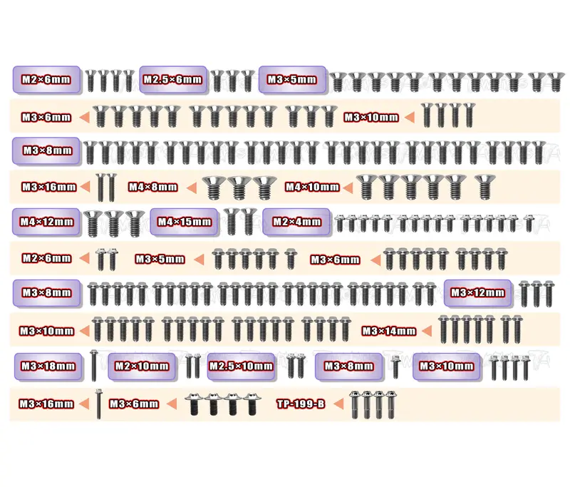Tssu-Mrx7	64 Titanium Screw Set ( Ufo Head ) 189Pcs.( For  Mugen Mrx7 ) 1