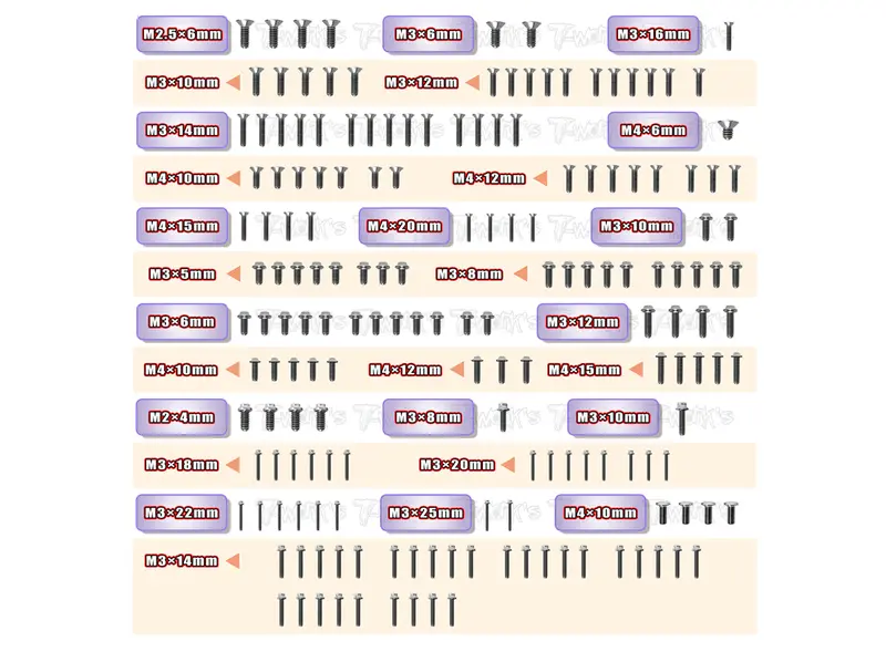 Tssu-Nb482.1	  64 Titanium Screw Set ( Ufo Head ) 171Pcs.( For Tekno Nb48 2.1 ) 1