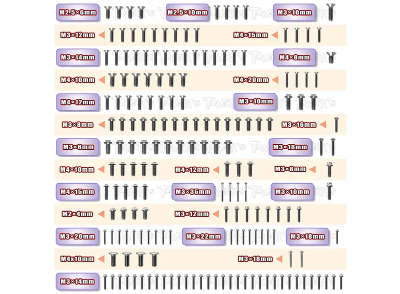 Tssu-Nt482.0	 64 Titanium Screw Set ( Ufo Head ) 179Pcs.(For Tekno Nt482.0) 1