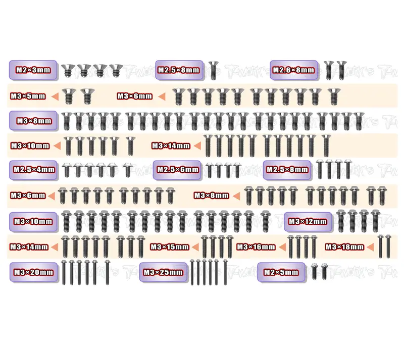 Tssu-Prb10r   64 Titanium Screw Set ( Ufo Head ) 149Pcs. ( For Pr B10r ) 1