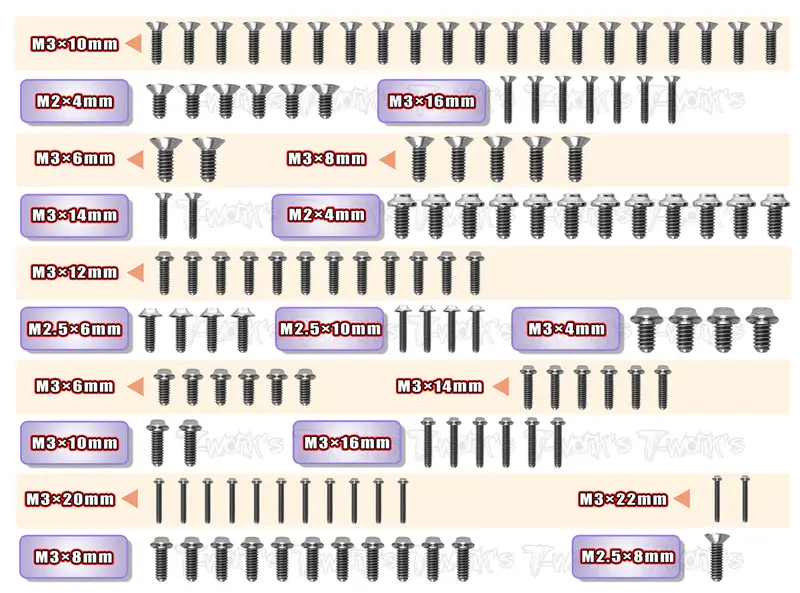 Tssu-Rc10b6.3  64 Titanium Screw Set ( Ufo Head ) 123Pcs.( For Team Associated Rc10 B6.3 ) 1
