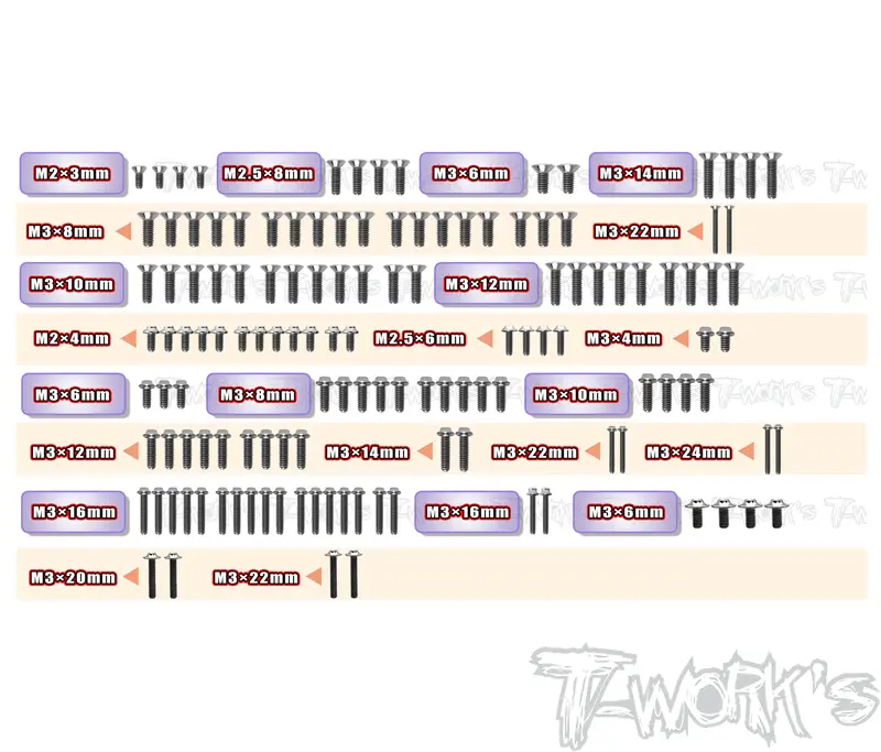 Tssu-Rc10b7.1C	64 Titanium Screw Set ( Ufo Head ) 132Pcs.( For Team Associated Rc10b7.1C ) 1