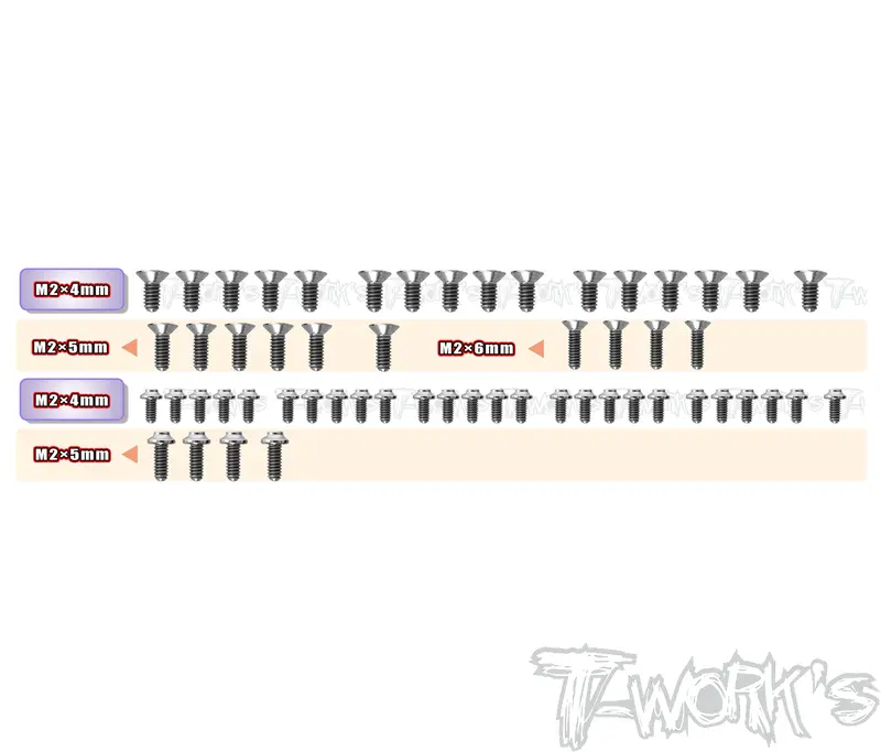 Tssu-Rc28	64 Titanium Screw Set ( Ufo Head ) 56Pcs. ( For Team Associated Rc28  ) 1