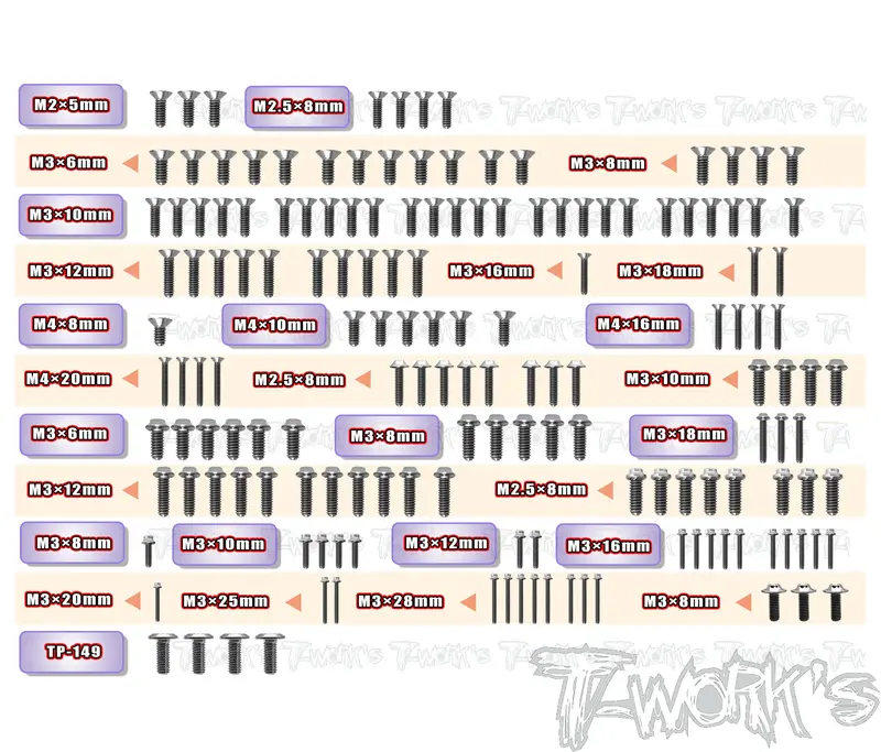 Tssu-Sbx4	64 Titanium Screw Set ( Ufo Head ) 157Pcs. ( For Wirc Sbx4 ) 1