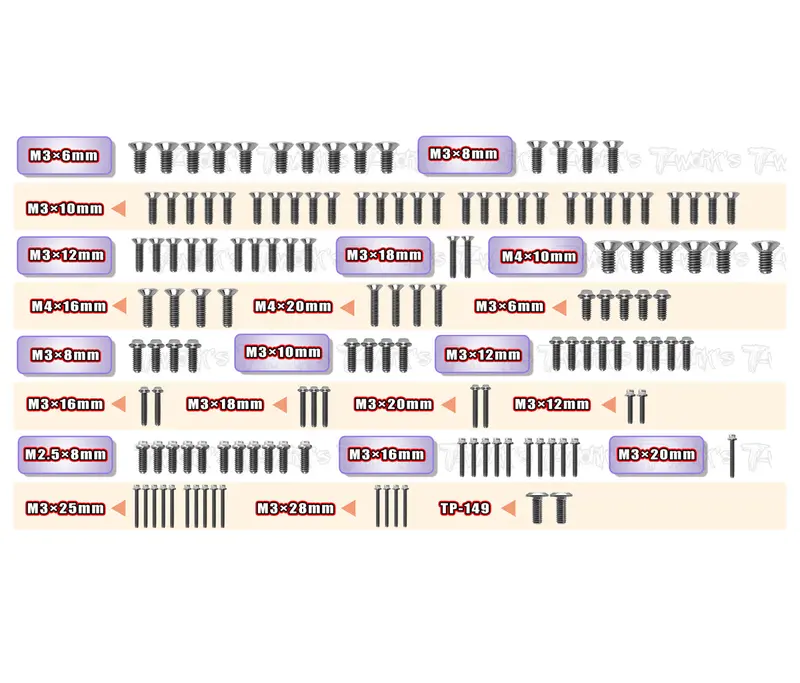 Tssu-Sbx4e 	 64 Titanium Screw Set ( Ufo Head ) 138Pcs. ( For Wirc Sbx4e ) 1