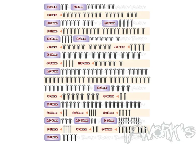 Tssu-Srx8gt'23  64 Titanium Screw Set ( Ufo Head ) 248Pcs.( For Serpent Srx8 Gt 2023 ) 1
