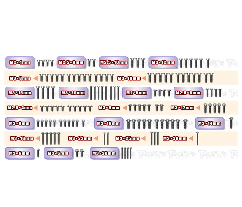 Tssu-Tlr22x   64 Titanium Screw Set ( Ufo Head ) 124Pcs. ( For Tlr 22X Ac/Dc ) 1