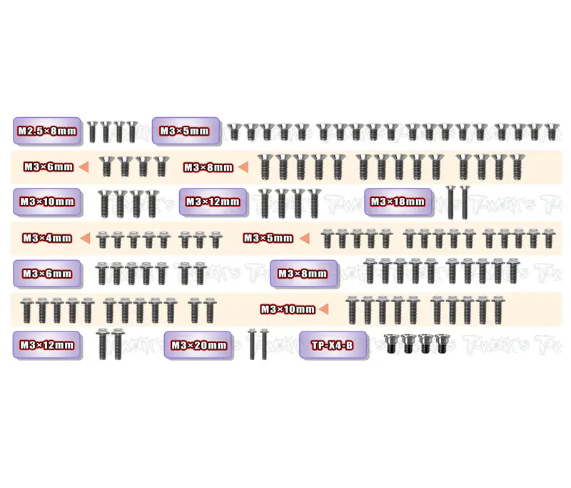 Tssu-X4'24	64 Titanium Screw Set ( Ufo Head ) 121Pcs.(  For Xray X4 2024 ) 1