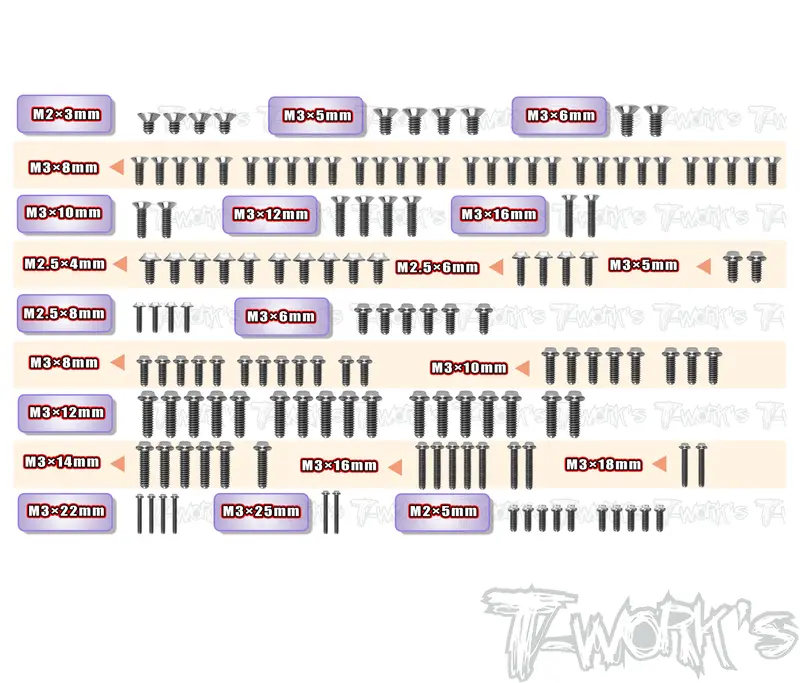 Tssu-Xb2c'26	64 Titanium Screw Set ( Ufo Head ) 142Pcs.( For Xray Xb2c'26 ) 1