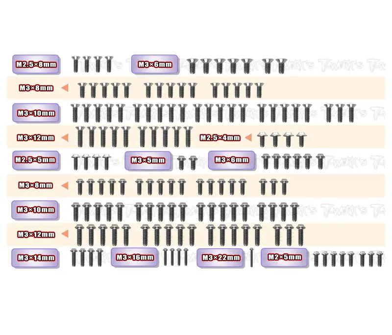 Tssu-Xb4c'26   64 Titanium Screw Set ( Ufo Head ) 147Pcs.( For Xray Xb4c'26 ) 1