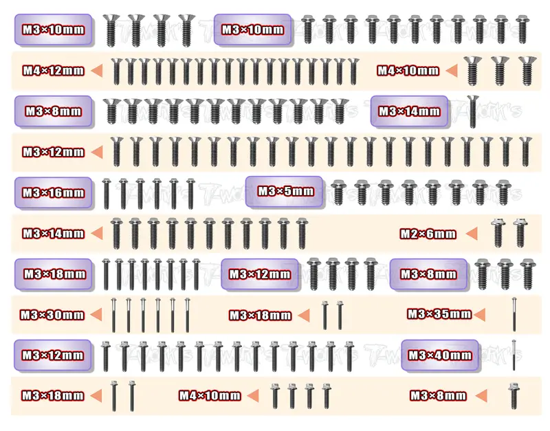 Tssu-Xb8'21 64 Titanium Screw Set ( Ufo Head ) 144Pcs.( For Xray Xb8 2021 ) 1