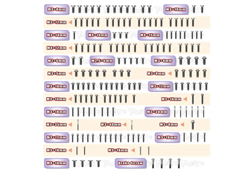 Tssu-Xb8'23	64 Titanium Screw Set ( Ufo Head ) 168Pcs.( For Xray Xb8'23 ) 1