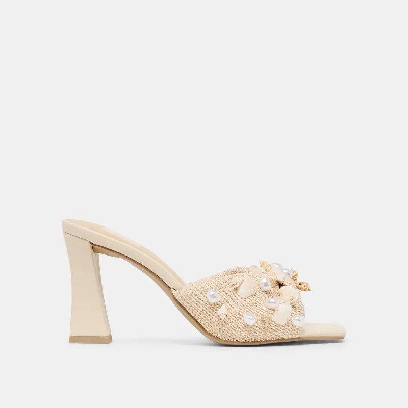 Tylah Heels Oatmeal Beaded Raffia 1