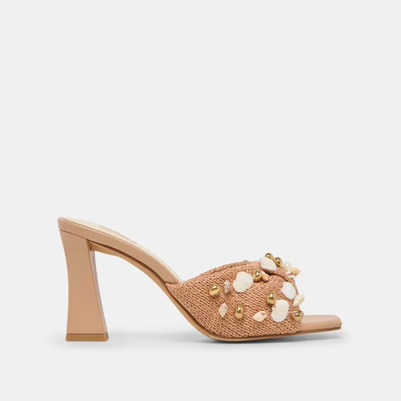 Tylah Heels Toffee Beaded Raffia 1